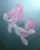 Size: 562x697 | Tagged: safe, artist:pixelsartshop, artist:pixthemallow, pinkie pie, earth pony, pony, g4, blue background, bubble, crepuscular rays, despair, eyelashes, eyes closed, female, floating, flowing mane, flowing tail, mare, ocean, pink mane, pinkamena diane pie, sad, signature, simple background, solo, sunlight, swimming, tail, underwater, water