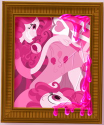 Size: 2500x3000 | Tagged: safe, artist:sixes&sevens, pinkie pie, human, fanfic:the sunset archives, equestria girls, g4, broken glass, fanfic art, framed picture, high res, pink, slime