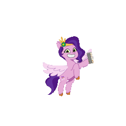 Size: 1500x1500 | Tagged: safe, pipp petals, pegasus, pony, g5, my little pony: tell your tale, official, animated, cellphone, female, flying, gif, mare, phone, selfie, simple background, smartphone, solo, transparent background