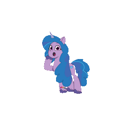 Size: 1500x1500 | Tagged: safe, izzy moonbow, pony, unicorn, g5, my little pony: tell your tale, official, animated, female, gif, hoofy-kicks, mare, rearing, simple background, solo, transparent background