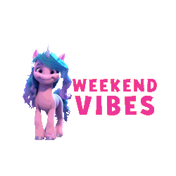 Size: 1080x1080 | Tagged: safe, izzy moonbow, pony, unicorn, g5, my little pony: make your mark, official, animated, cute, female, gif, happy, izzybetes, jumping, mare, pronking, simple background, solo, spinning, text, transparent background, turning, vibes, weekend