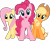 Size: 4400x3575 | Tagged: safe, applejack, fluttershy, pinkie pie, earth pony, pegasus, pony, g4, official, .svg available, applejack's hat, cowboy hat, cute, diapinkes, female, hat, jackabetes, mare, shyabetes, simple background, stock vector, svg, transparent background, vector