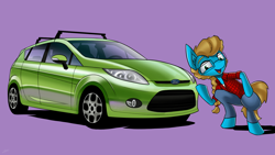 Size: 1920x1080 | Tagged: safe, artist:dori-to, oc, oc only, semi-anthro, arm hooves, car, ford, ford fiesta, solo