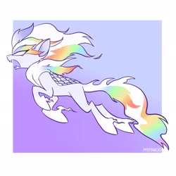Size: 2048x2048 | Tagged: safe, artist:pfeffaroo, oc, oc only, oc:cloudy canvas, kirin, nirik, abstract background, concave belly, gradient background, high res, kirin oc, side view, solo
