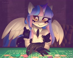 Size: 4096x3277 | Tagged: safe, artist:irinamar, oc, oc only, alicorn, anthro, alicorn oc, casino, female, horn, solo, wings