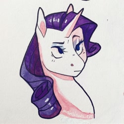 Size: 1080x1080 | Tagged: safe, artist:regularcitrus, part of a set, rarity, pony, unicorn, g4, bust, solo, traditional art