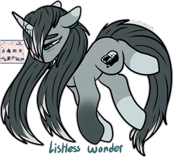 Size: 1811x1645 | Tagged: safe, artist:sexygoatgod, oc, oc only, oc:listless wonder, pony, unicorn, adoptable, broken horn, female, horn, prsk, sale, simple background, solo, transparent background