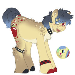 Size: 1000x1000 | Tagged: safe, artist:kazmuun, red delicious, pony, g4, apple family member, choker, heterochromia, simple background, solo, spiked choker, transparent background