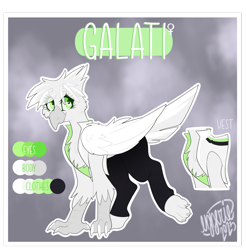 Size: 2212x2250 | Tagged: safe, artist:ezzerie, oc, oc only, oc:galati, griffon, clothes, commissions open, high res, pants, reference sheet, solo, vest