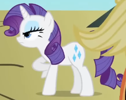 Size: 286x228 | Tagged: safe, screencap, rarity, pony, unicorn, dragonshy, g4, season 1, annoyed, cropped, eyeshadow, female, frown, hoof on hip, makeup, mare, rarity is best facemaker, rarity is not amused, solo, standing, unamused