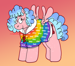 Size: 1280x1129 | Tagged: safe, artist:msponies, cozy glow, pegasus, pony, g4, autism, clothes, gradient background, hoodie, infinity symbol, jewelry, necklace, neurodivergent, nonbinary, solo, spread wings, wings