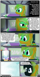 Size: 1519x2942 | Tagged: safe, artist:mrkm, oc, oc only, oc:hard sprocket, pony, unicorn, comic:synthesis, bed, bedroom, colt, comic, crystal, door, erlenmeyer flask, explosion, flash of light, flask, foal, glowing, glowing horn, horn, looking at something, magic, male, male oc, pencil, solo, soot, stallion, telekinesis, thought bubble, unicorn oc, unshorn fetlocks, writing