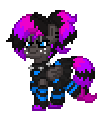 Size: 208x236 | Tagged: safe, oc, oc:mistyquest, pegasus, pony, pony town, aesthetics, animated, attitude, black, blinking, clothes, collar, colored hooves, emo, fashion, female, freckles, goth, gothic, gray coat, gray fur, jewelry, kneesocks, leg warmers, makeup, mare, multicolored hair, multicolored mane, multicolored tail, necklace, pink hair, pink hooves, pink mane, pink tail, pixel art, ponytail, punk, purple hair, purple hooves, purple mane, purple tail, sassy, scene, skirt, socks, solo, spiked collar, striped skirt, tail, thigh highs, trotting, walking