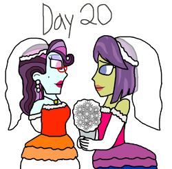 Size: 3066x3000 | Tagged: safe, artist:horroraceman93, principal abacus cinch, victoria, human, equestria girls, g4, bisexual pride flag, cinchtoria, clothes, dress, female, flower, high res, lesbian, lesbian pride flag, marriage, pride, pride flag, shipping, simple background, transparent background, wedding, wedding dress, wedding veil