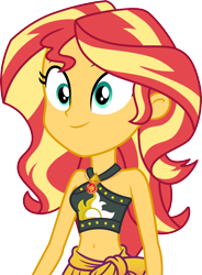 Size: 3000x4083 | Tagged: safe, artist:cloudy glow, sunset shimmer, human, equestria girls, equestria girls series, g4, unsolved selfie mysteries, .ai available, bare shoulders, belly button, bikini, bikini top, clothes, female, geode of empathy, grin, jewelry, magical geodes, midriff, necklace, sarong, simple background, skirt, sleeveless, smiling, solo, sunset shimmer swimsuit, swimsuit, transparent background, vector