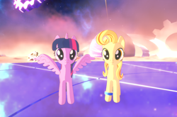 Size: 1924x1272 | Tagged: safe, artist:wonderls, twilight sparkle, oc, oc:warm_light, alicorn, pony, g4, 3d, 3d model, duo, game, game screencap, twilight sparkle (alicorn)