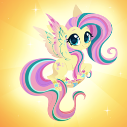 Size: 3700x3700 | Tagged: safe, artist:belka-sempai, fluttershy, pegasus, pony, g4, cute, high res, looking at you, rainbow power, shyabetes, solo