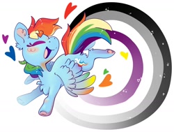 Size: 1280x970 | Tagged: safe, alternate version, artist:cutepencilcase, rainbow dash, pegasus, pony, g4, asexual pride flag, eyes closed, heart, pride, pride flag, simple background, smiling, solo, white background