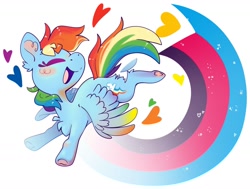 Size: 1280x970 | Tagged: safe, alternate version, artist:cutepencilcase, rainbow dash, pegasus, pony, g4, eyes closed, heart, polyamory pride flag, pride, pride flag, simple background, smiling, solo, white background