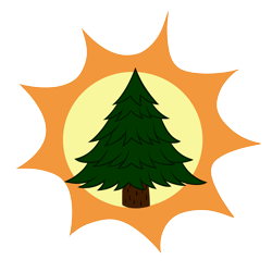 Size: 3000x3000 | Tagged: artist needed, safe, oc, oc only, oc:pine shine, cutie mark, cutie mark only, high res, no pony, pine tree, simple background, solo, sun, transparent background, tree