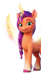Size: 1463x2664 | Tagged: safe, sunny starscout, alicorn, earth pony, pony, g5, my little pony: a new generation, my little pony: make your mark, official, alicornified, cute, female, fluffy, mane stripe sunny, mare, race swap, simple background, solo, stock render, sunnybetes, sunnycorn, transparent background