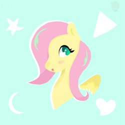 Size: 1073x1073 | Tagged: safe, artist:lsantan_sanl, derpibooru exclusive, fluttershy, pegasus, pony, g4, bust, colored, cute, flutterbat, icon, race swap, shyabates, shyabetes, solo, wings