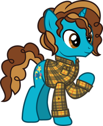 Size: 962x1176 | Tagged: safe, artist:lightningbolt, derpibooru exclusive, pony, unicorn, g4, .svg available, adam t. siska, button-up shirt, clothes, hair over one eye, horn, long sleeves, male, ponified, raised hoof, shirt, show accurate, simple background, smiling, solo, stallion, standing, svg, the academy is..., transparent background, vector