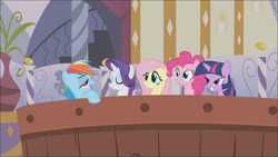 Size: 1920x1080 | Tagged: safe, screencap, applejack, fluttershy, pinkie pie, rainbow dash, rarity, twilight sparkle, earth pony, pegasus, pony, unicorn, bridle gossip, g4, bath, grin, implied apple bloom, implied applejack, implied zecora, lewd, mane six, offscreen character, open mouth, out of context, pleasure, relaxing, smiling, swimming