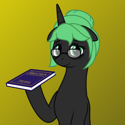 Size: 1000x1000 | Tagged: safe, artist:terminalhash, oc, oc only, oc:terminalhash, pony, unicorn, book, cyrillic, diploma, glasses, gradient background, russian, solo, tired, translated in the description, vector