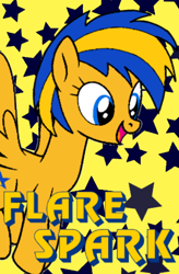 Size: 600x916 | Tagged: safe, artist:noi kincade, oc, oc:flare spark, pegasus, pony, g4, female, happy, open mouth, poster, solo