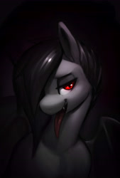 Size: 4724x6992 | Tagged: source needed, safe, artist:stardep, oc, oc only, oc:senka stargazer, bat pony, demon, bust, female, long tongue, portrait, red eyes, solo, tongue out