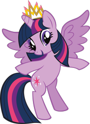Size: 3503x4797 | Tagged: safe, twilight sparkle, alicorn, pony, g4, official, .svg available, bipedal, crown, female, jewelry, mare, regalia, simple background, solo, stock vector, svg, transparent background, twilight sparkle (alicorn), vector