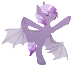 Size: 3895x3446 | Tagged: source needed, safe, artist:helemaranth, oc, oc only, oc:ravine enigma, bat pony, pony, bat pony oc, female, high res, hooves, simple background, solo, spread wings, stretching, white background, wings, yoga