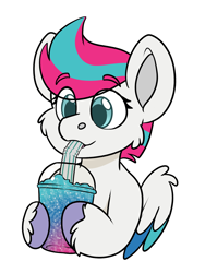 Size: 1116x1482 | Tagged: safe, artist:rokosmith26, zipp storm, pegasus, pony, g5, bust, cheek fluff, drinking, drinking straw, feathered wings, female, ice, mare, pegasus wings, simple background, slurping, slushie, straw, transparent background, wings