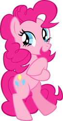 Size: 1854x3548 | Tagged: safe, part of a set, pinkie pie, earth pony, pony, g4, official, .svg available, bipedal, crossed hooves, female, mare, simple background, solo, stock vector, svg, transparent background, vector