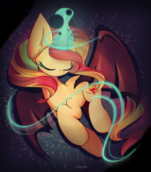 Size: 2100x2400 | Tagged: safe, artist:miryelis, sunset shimmer, alicorn, demon, pony, unicorn, equestria girls 10th anniversary, equestria girls, g4, alicornified, big ears, eyes closed, full body, glowing, glowing horn, high res, horn, magic, race swap, shimmercorn, simple background, solo, sunset satan, wings