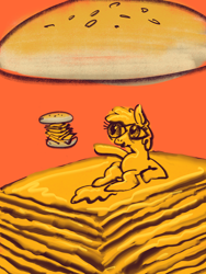 Size: 3000x4000 | Tagged: safe, artist:ja0822ck, oc, oc only, pony, burger, cheese, female, food, mare, ponified, sliced cheese