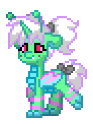 Size: 184x244 | Tagged: safe, oc, oc:poptart, alien, dragon, insect, original species, pony, unicorn, pony town, accessory, animated, antennae, avatar, bat wings, blinking, bow, colored pupils, colored sclera, customized toy, cute, dragon wings, eyelashes, fangs, female, floppy ears, folded wings, freckles, gif, girly girl, gray, green body, green coat, green skin, horn, innocent, irl, mare, markings, no hooves, pastel, pattern, paws, photo, pigtails, pink, pixel art, purple, scales, short hair, short mane, short tail, shy, simple background, smiling, solo, stripes, sweet, tail, toy, transparent background, trotting, unicorn horn, walk cycle, walking, walking away, white hair, white mane, white tail, wings