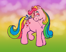 Size: 1280x1024 | Tagged: safe, artist:msponies, parasol (g1), earth pony, pony, g1, jewelry, male, necklace, pride, pride flag, solo, stubble, trans male, transgender, transgender pride flag
