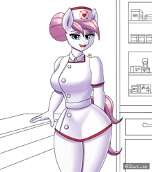 Size: 1500x1700 | Tagged: safe, artist:zachc, nurse redheart, earth pony, anthro, g4, clothes, female, looking at you, nurse, nurse outfit, open mouth, open smile, smiling, solo