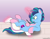 Size: 3349x2620 | Tagged: safe, artist:small-brooke1998, misty brightdawn, pony, unicorn, g5, spoiler:g5, cellphone, diaper, diaper fetish, diapering, fetish, high res, magic, non-baby in diaper, phone, tongue out