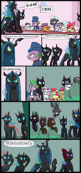 Size: 7000x15000 | Tagged: safe, alternate version, artist:chedx, apple bloom, ocellus, pharynx, queen chrysalis, rumble, scootaloo, spike, sweetie belle, thorax, thunderlane, changeling, changeling queen, a canterlot wedding, g4, absurd resolution, alternate ending, bad end, bloomling, changeling armor, changeling dragon, changeling guard, changelingified, clothes, cocoon, comic, commission, cutie mark crusaders, dress, flower filly, flower girl, flower girl dress, hat, marriage, pre changedling ocellus, purple changeling, red changeling, ring bearer, royal wedding, salute, scootaling, species swap, sweetiling, top hat, transformation, tuxedo, victorious villain, wedding