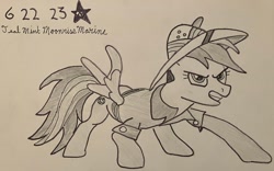 Size: 3032x1898 | Tagged: safe, artist:mlpfantealmintmoonrise, daring do, pegasus, pony, g4, atg 2023, female, mare, newbie artist training grounds, pen drawing, pencil drawing, photo, signature, solo, traditional art