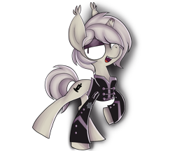 Size: 3000x2600 | Tagged: safe, artist:alandisc, bat pony, bat pony unicorn, hybrid, pony, unicorn, bedroom eyes, broken horn, clothes, discorded, dyed mane, dyed tail, ear tufts, emo, gerard way, high res, horn, jacket, looking at you, makeup, male, my chemical romance, ponified, raised hoof, simple background, smiling, smiling at you, solo, stallion, tail, the black parade, transparent background