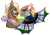 Size: 1280x901 | Tagged: safe, artist:malinraf1615, oc, oc only, oc:stoutheart, oc:waxing lyrical, bat pony, earth pony, pony, aromantic pride flag, demisexual pride flag, deviantart watermark, male, obtrusive watermark, panromantic pride flag, pride, pride flag, simple background, stallion, transparent background, watermark