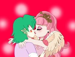 Size: 1808x1380 | Tagged: safe, artist:spike17, spike, human, g4, c.a. cupid, crossover, crossover shipping, cupike, duo, ever after high, female, hug, human spike, humanized, kiss on the lips, kissing, love, male, shipping, spike x ever after high, straight