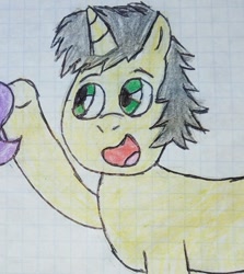Size: 510x571 | Tagged: safe, artist:bitter sweetness, oc, oc only, pony, unicorn, graph paper, hooves, traditional art