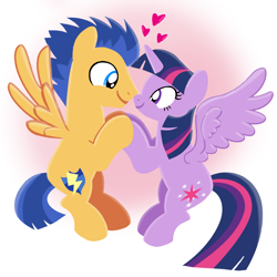 Size: 1400x1400 | Tagged: safe, artist:mlplary6, flash sentry, twilight sparkle, alicorn, pegasus, pony, g4, boyfriend and girlfriend, duo, female, flying, heart, holding hooves, looking at each other, looking at someone, love, male, mare, ship:flashlight, shipping, smiling, smiling at each other, stallion, straight, twilight sparkle (alicorn)