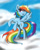 Size: 1280x1600 | Tagged: safe, artist:karanakia, rainbow dash, pegasus, pony, g4, cloud, female, mare, rearing, solo, spread wings, wings