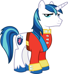 Size: 1928x2102 | Tagged: safe, shining armor, pony, unicorn, g4, official, .svg available, clothes, male, simple background, solo, stallion, stock vector, svg, transparent background, uniform, vector